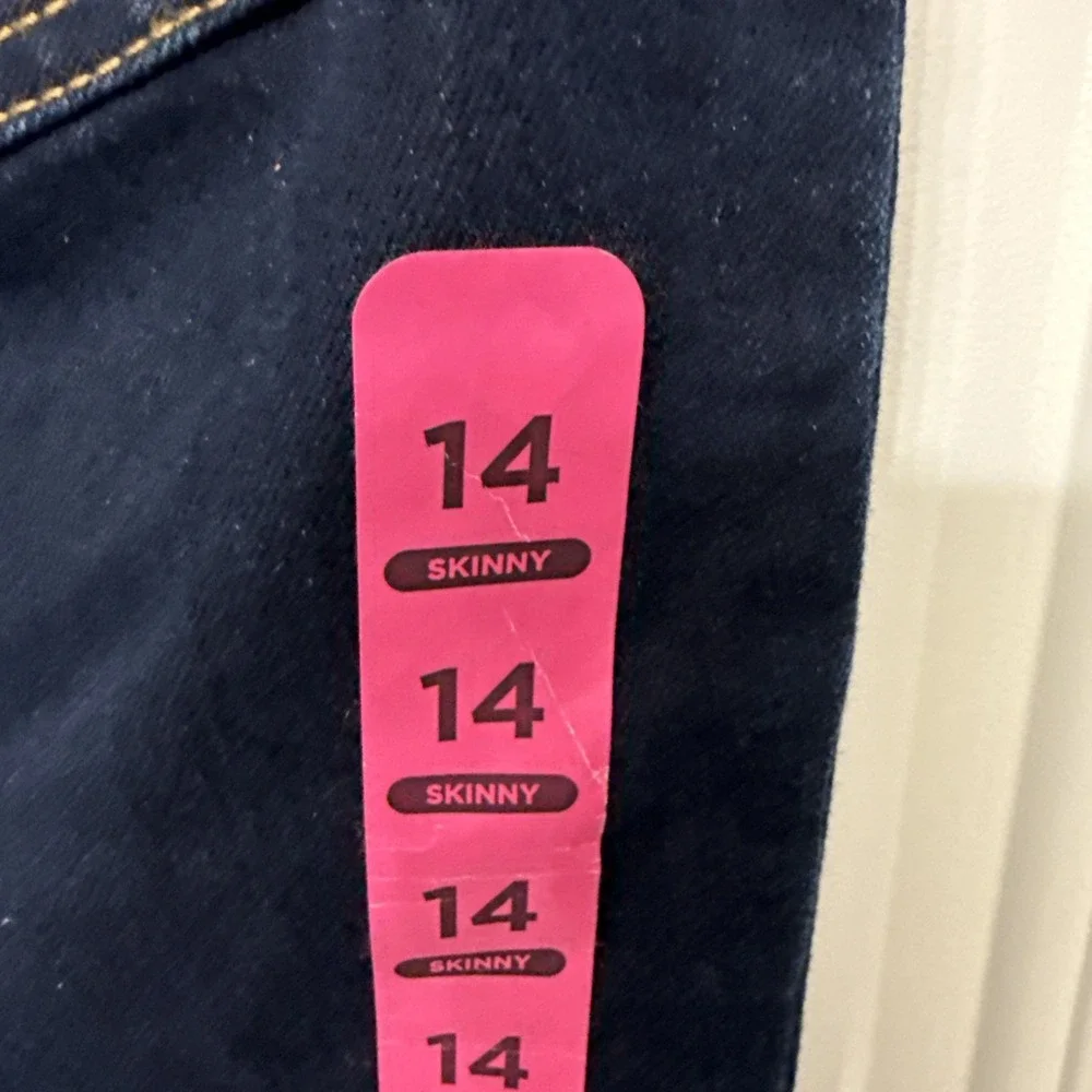 The Children's Place Girls Jeans Size 14, Skinny Dark Wash Blue Denim Button NWT